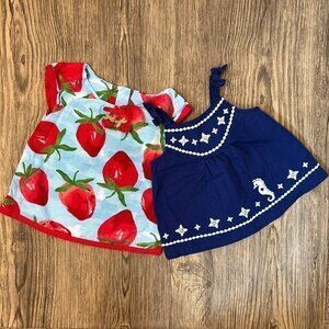 Gymboree Woven Top Bundle Strawberries and Seahorse size 3-6M